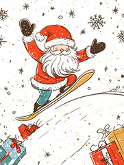 Doodle Christmas and New Year Cards - 2D Hand-drawn Illustrations on White Background