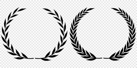 Set of green silhouette laurel foliate, olive wreaths. Vector illustration for your frame, border, ornament design, wreaths depicting an award, achievement, heraldry, emblem, logo.