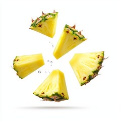 Naklejka premium Fresh Pineapple Slices in Motion