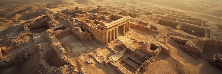 archeology concept with ancient artifacts uncovered from dig site