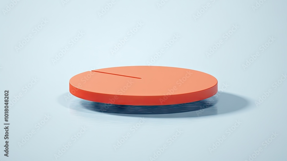 Poster flat vector orange chart with a 3d floating effect, positioned on a white background with subtle gra