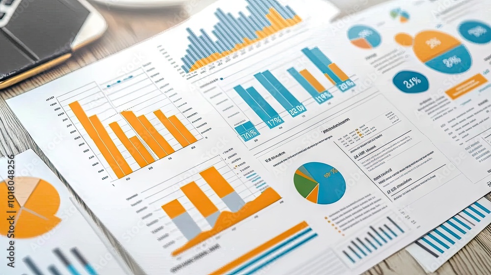 Poster flat vector orange chart with a 3d floating effect, positioned on a white background with subtle gra