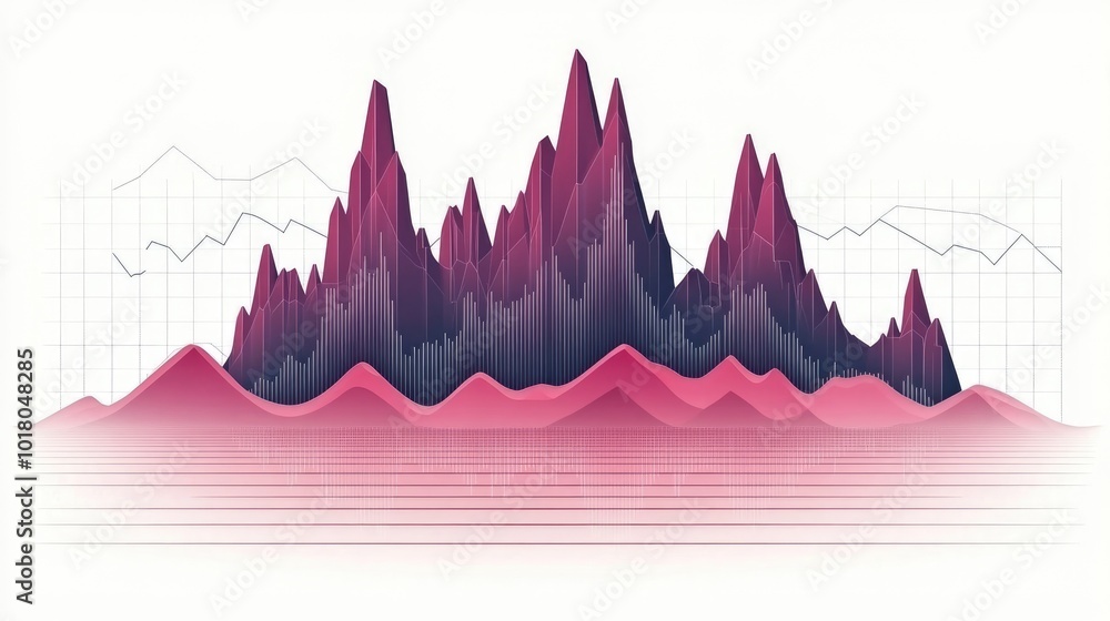 Poster flat vector pink chart design with a 3d floating effect on a white backdrop, light gray accents in t