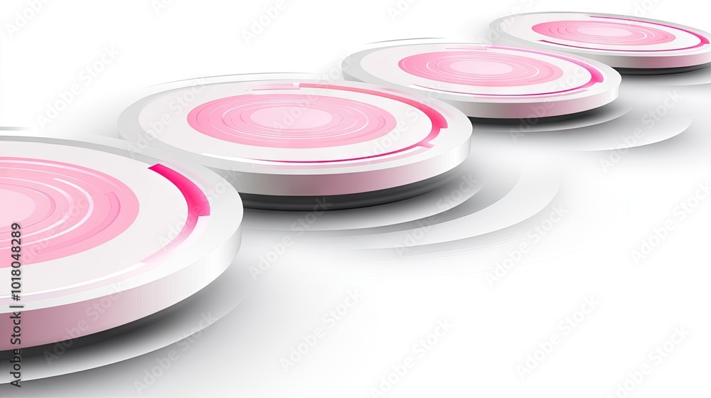 Poster flat vector pink chart design with a 3d floating effect on a white backdrop, light gray accents in t