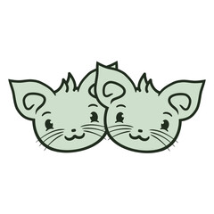 Cat Design Two Best Friends Couple Romantic Crew Team Funny Cool Cartoon Cute Cats Lovers Cartoon Comic Fun Love Sweet Kittens Adorable Feline Like Playful Kitties Fur Baby Illustration Paw Pet Owners