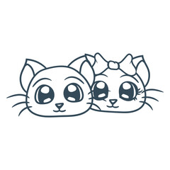 2 Cats Love Couple Heart Team Two Fun Friends Crew Adorable Cat Happy Sweet Little Face Kitten Pets Funny Cartoon Cute Lovers Comic Fun Love Kittens Adorable Feline Playful Kitties Fur Baby Paw Owners