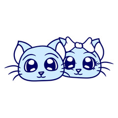 2 Cats Love Couple Heart Team Two Fun Friends Crew Adorable Cat Happy Sweet Little Face Kitten Pets Funny Cartoon Cute Lovers Comic Fun Love Kittens Adorable Feline Playful Kitties Fur Baby Paw Owners