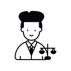 lawyer glyph icon with white background vector stock illustration