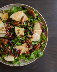  Fall Salad with Arugula, Apples, Cranberries, and Pecans - Close-Up