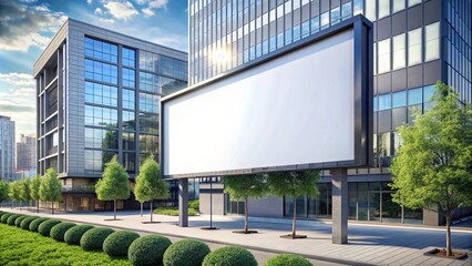 Obraz premium 3D Mock up billboard outdoor advertising on wall of modern building 
