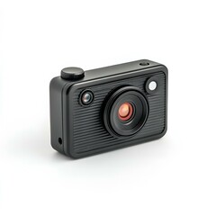 Minimalistic black camera isolated on white background.