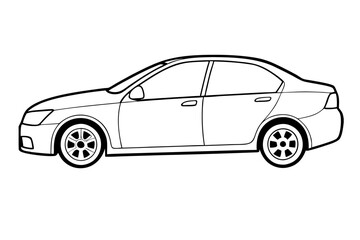 Fototapeta premium Simple black and white vector image of a passenger car