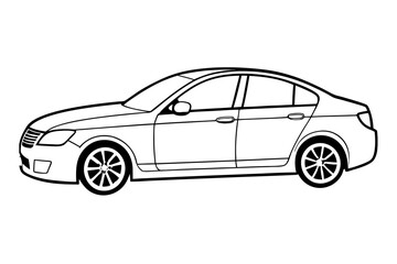 Simple black and white vector image of a passenger car