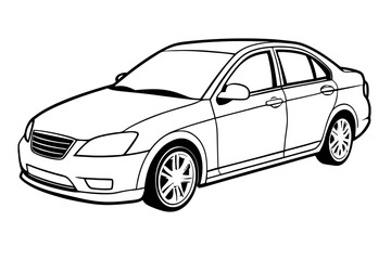 Simple black and white vector image of a passenger car