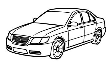 Simple black and white vector image of a passenger car