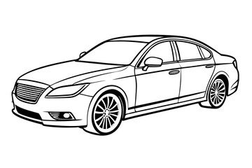 Simple black and white vector image of a passenger car