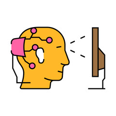 brain interface device future technology line icon vector. brain interface device future technology sign. isolated symbol illustration