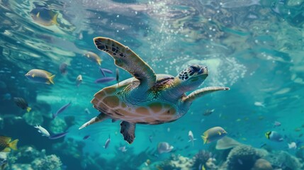 Obraz premium Sea Turtle Underwater