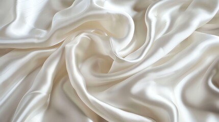 White silk fabric with soft waves and folds.