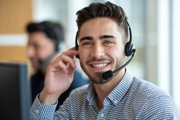 Professional male customer service representative offering reliable support