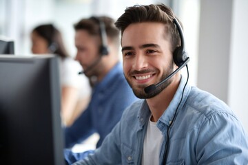 Professional male customer service representative offering reliable support