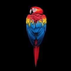 Fototapeta premium Colorful Macaw Pair: Back View of Red, Blue, and Yellow Birds in Isolated Background