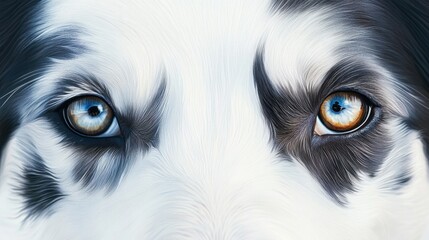 Close-up of striking heterochromatic eyes of a dog showcasing captivating blue and brown hues