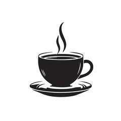 Coffee cup silhouette vector. Teacup vector design. Hot coffee cup logo, icon.