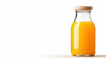 Fresh Orange Juice in Glass Bottle with Wooden Lid
