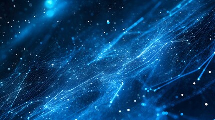 Fototapeta premium Abstract blue background data technology glowing lines