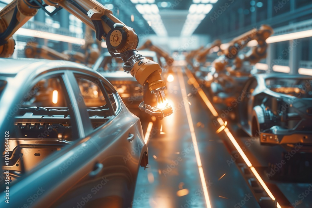 Leinwandbilder robotic systems expertly perform precise tasks on vehicles in a fast-paced automotive assembly envir