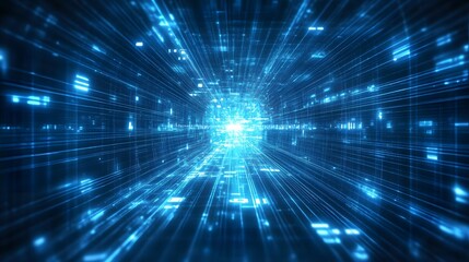 Abstract blue background data technology glowing lines
