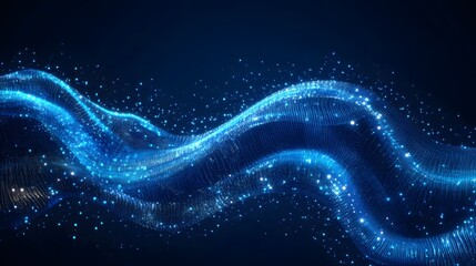 Abstract blue background data technology glowing lines