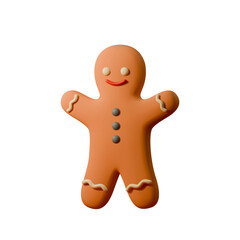 Gingerbread Man 3D Illustration – Cute Christmas Cookie Character for Festive Designs, Holiday Cards, and Winter Themed Projects. Vector illustration