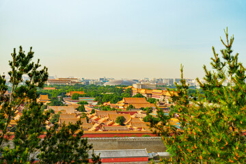 Panoramic view of the Forbidden City and the skyline of Beijing, China