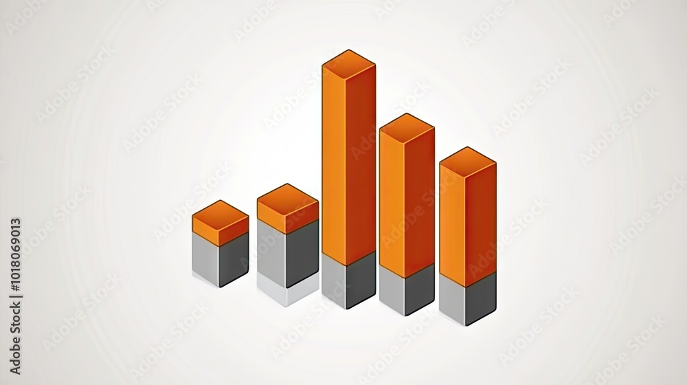 Poster orange-themed flat vector chart with a 3d floating effect, positioned on a white background with gra