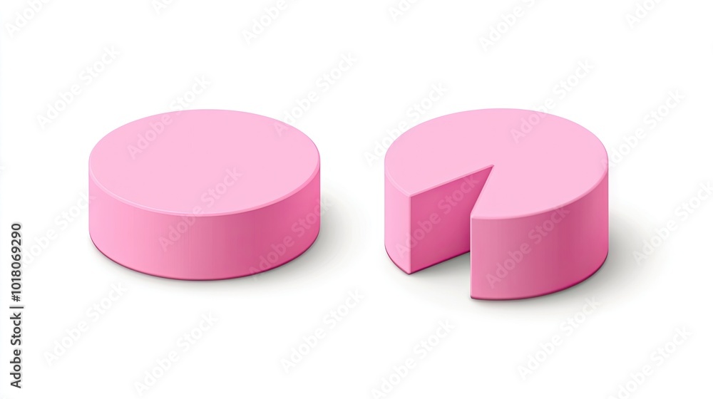 Poster pink-themed data chart in flat vector style, presented with a 3d effect on a white background, with 
