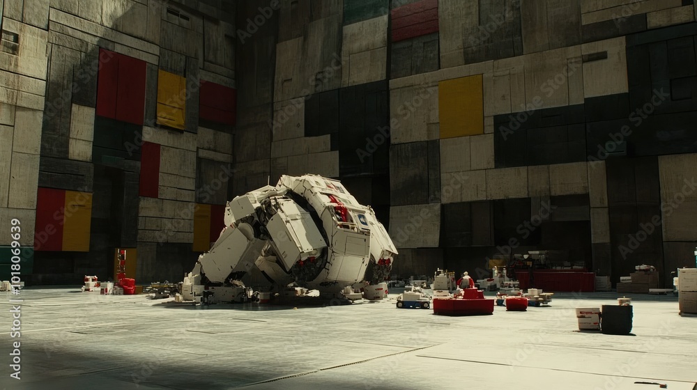 Poster robots assembling in a high-tech factory, showcasing the latest innovations in automation and machin