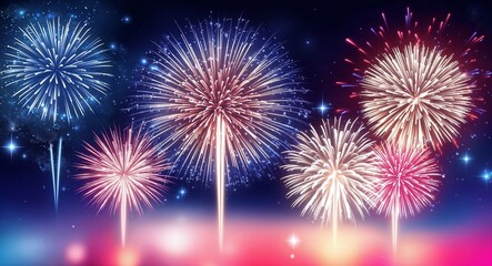 Blue theme abstract sparkles and fireworks background wallpaper