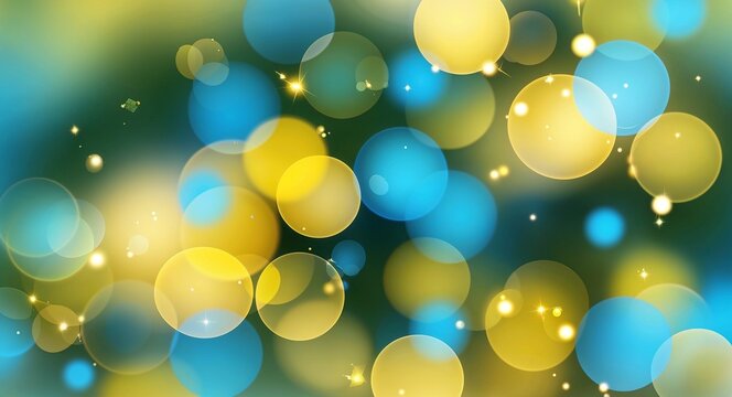 Blue and yellow theme bokeh sparkles abstract background wallpaper