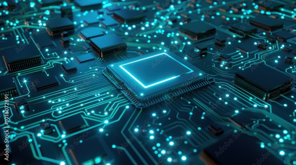 Poster circuit board with glowing processor