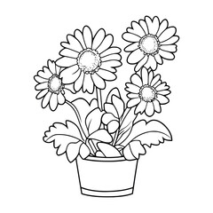 Flowers in a vase illustration coloring page - coloring  book for kids