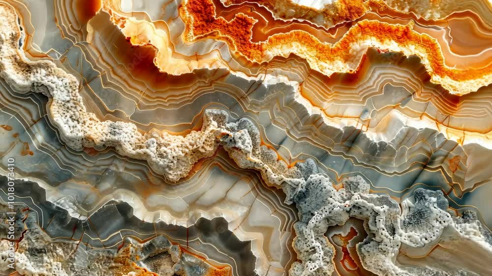 Poster A close-up view of the intricate patterns and colors of an agate stone