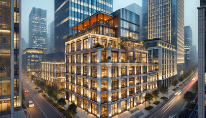 Luxury Modern Building in Downtown Urban Setting 