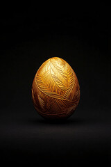 golden decorative egg with leaf pattern