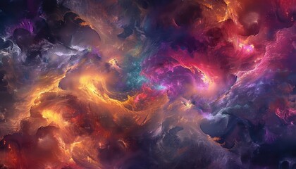 Obraz premium Abstract Nebula with Swirling Colors and Glowing Stars