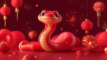 Obraz premium Year of the Snake, Lunar New Year Illustration