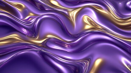 Obraz premium Wavy Golden and Purple Metallic 3D Background