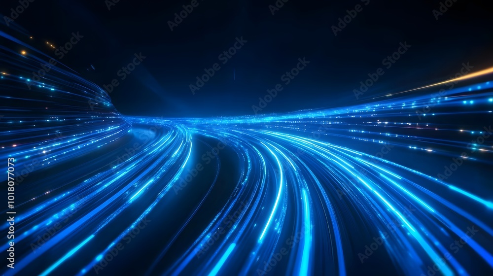 Poster luminous blue lines speed. neon color glowing lines background, high-speed light trails effect. futu