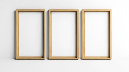 wooden frame mock up isolated on white background